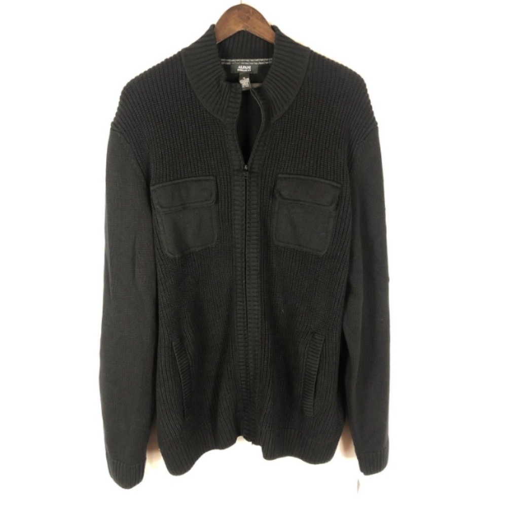 Alfani NEW Black Mens Large Zip Sweater